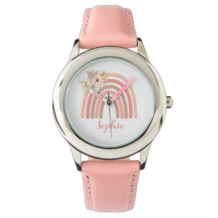 Boho Trendy Rainbow Pink Dried Flowers Watch