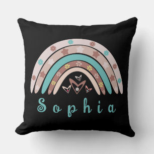 Boho Trendy Rainbow with Personalised Name Cushion