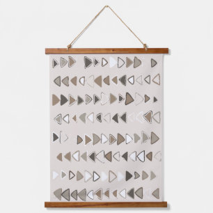 Boho Triangles Brown Taupe Ivory Hanging Tapestry
