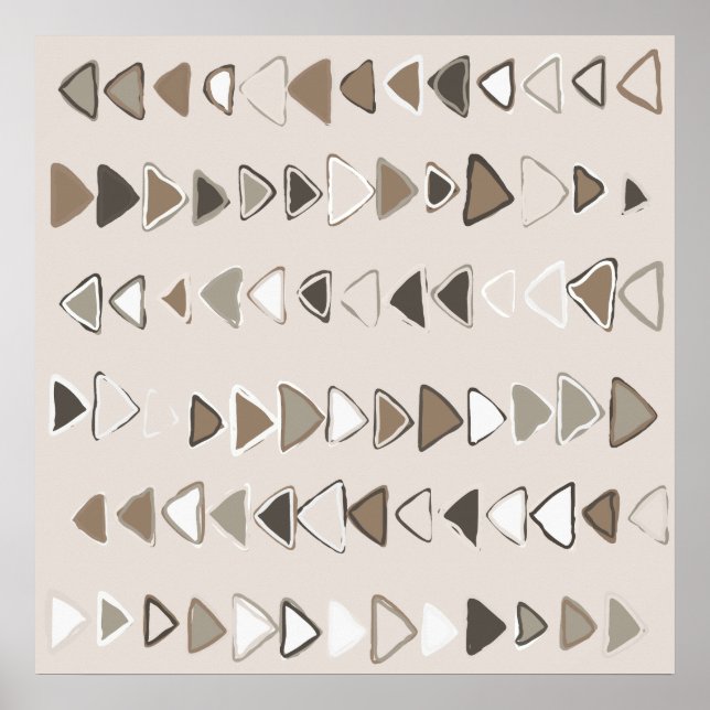 Boho Triangles Brown Taupe Ivory Poster (Front)