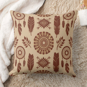 Boho Tribal Abstract Pattern   Earthy Geometric Cushion
