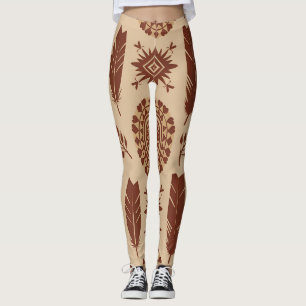 Boho Tribal Abstract Pattern Earthy Geometric Leggings