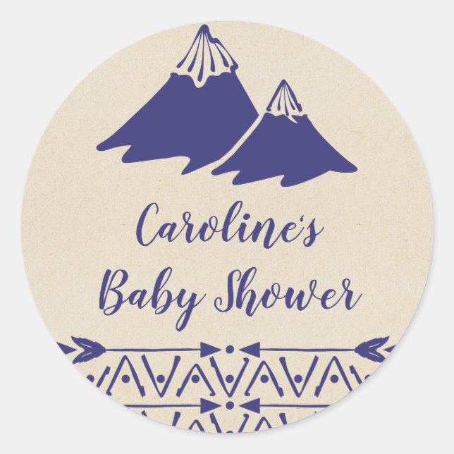 Boho Tribal Baby Shower Classic Round Sticker (Front)