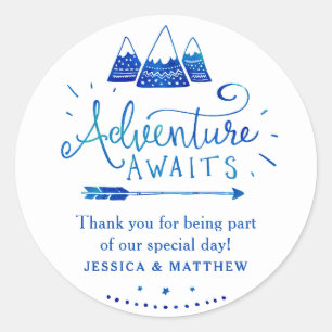 Boho Tribal Blue Adventure Baby Shower Stickers