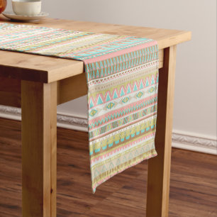 Boho Tribal Chic Geometric Stripes Table Runner