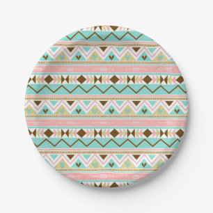 Boho Tribal Chic Stripes Paper Plate