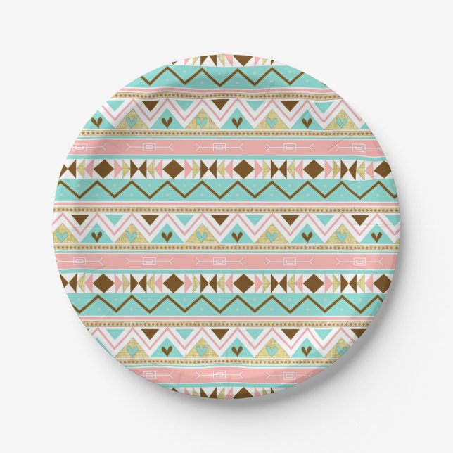 Boho Tribal Chic Stripes Paper Plate (Front)