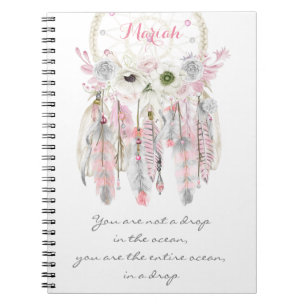 Boho Tribal Dreamcatcher Flowers Native Spirit Notebook