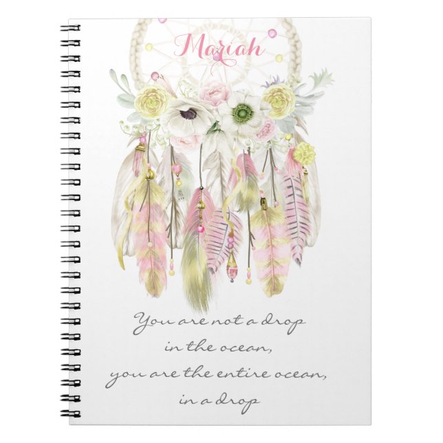 Boho Tribal Dreamcatcher Flowers Native Spirit Notebook (Front)