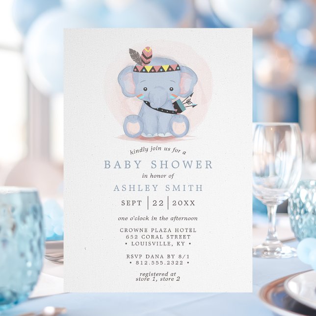Boho Tribal Elephant Baby Shower Invitation (Creator Uploaded)