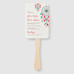 Boho Tribal feather Dreamcatcher Wedding Hand Fan