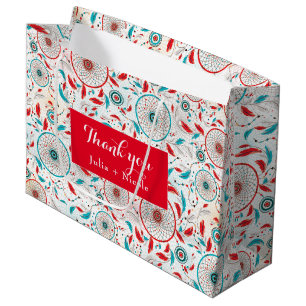 Boho Tribal feather Dreamcatcher Wedding Large Gift Bag