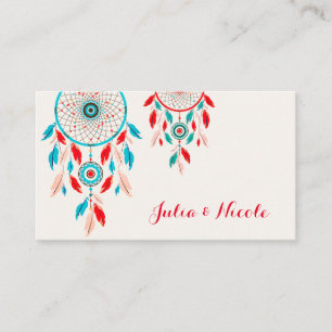 Boho Tribal feather Dreamcatcher Wedding Place Card
