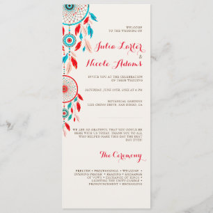 Boho Tribal feather Dreamcatcher Wedding Program