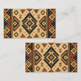 Boho Tribal Geometric Pattern Business Card Rust