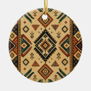 Boho Tribal Geometric Pattern Ceramic Christmas Or Ornament
