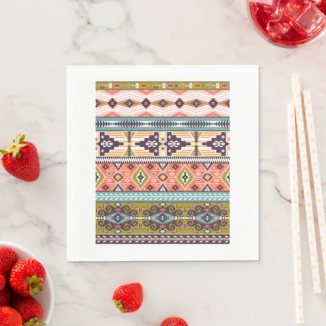 Boho Tribal Geometric Pattern Southwestern Aztec  Napkin (Creator Uploaded)