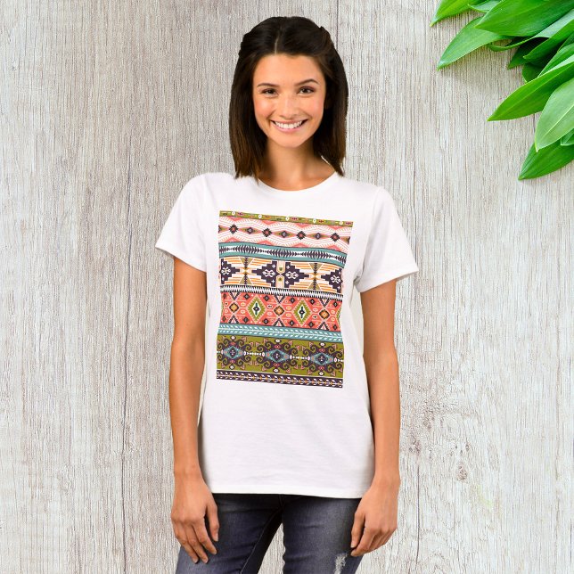 Boho Tribal Geometric Pattern Southwestern Aztec  T-Shirt (Creator Uploaded)