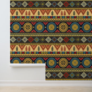 Boho Tribal Geometric Pattern Wallpaper