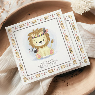 Boho Tribal Lion Baby Shower Napkin
