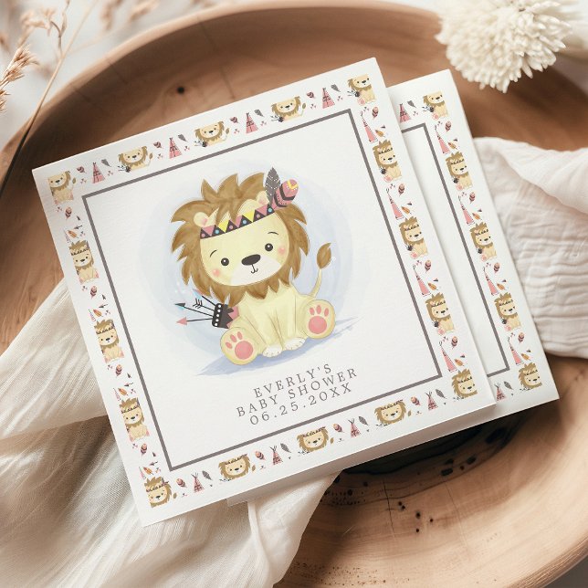 Boho Tribal Lion Baby Shower Napkin (Creator Uploaded)