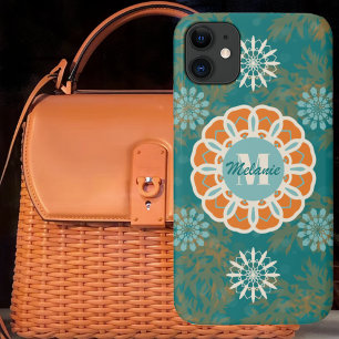 Boho Tribal Mandala in Orange and Teal Variation 3 iPhone 11 Case