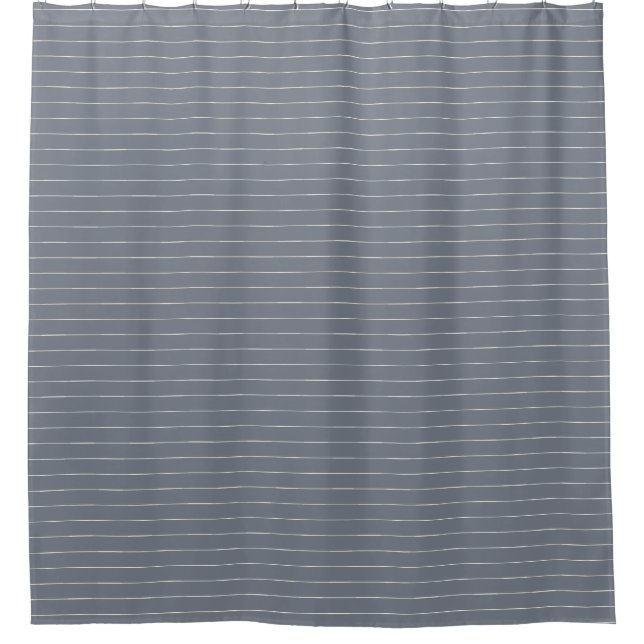 Boho Tribal Nautical Slate Blue stripe Shower Curtain (Front)