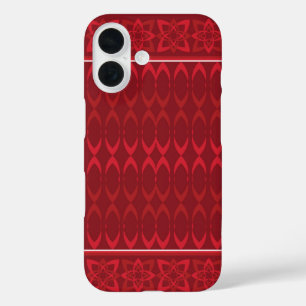 Boho tribal pattern featuring rose red floral ikat iPhone 16 case