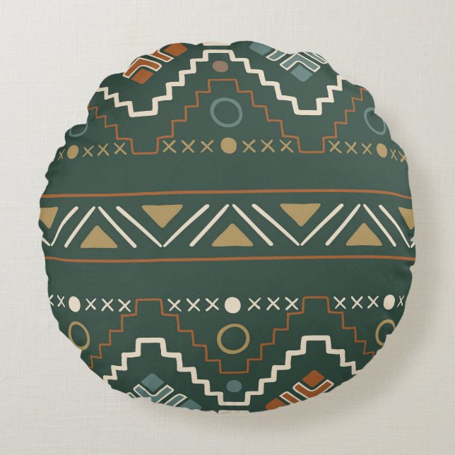 Boho Tribal Pattern Round Cushion (Front)