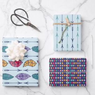  Boho Tribal Pattern Wrapping Paper Sheet