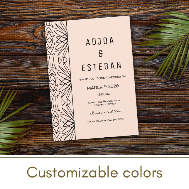 Boho Tribal Print Cream and Black Invitation (Creator Uploaded)