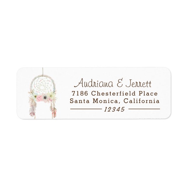Boho Tribal Rustic on White Return Address Label (Front)