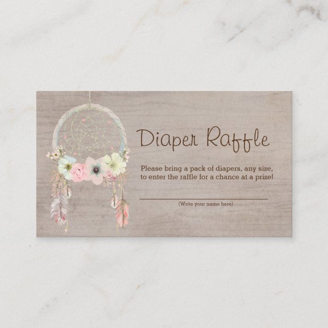 Boho Tribal Rustic Showe Diaper Raffle Ticket Enclosure Card (Front)