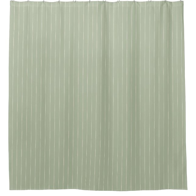Boho Tribal Sage Green and White stripe Shower Curtain (Front)