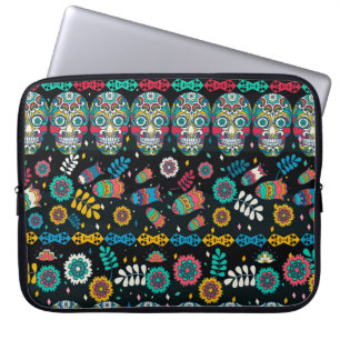 Boho tribal skulls: colourful pattern. laptop sleeve