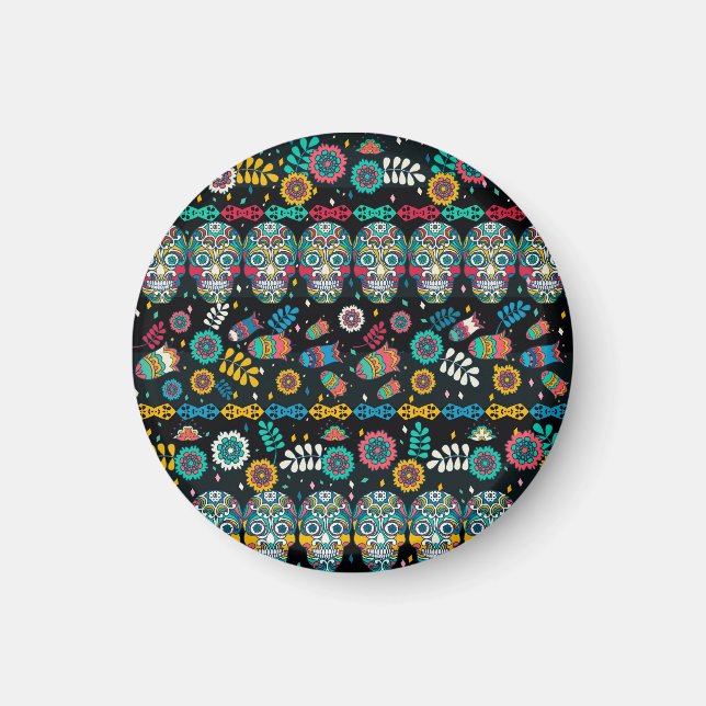 Boho tribal skulls: colourful pattern. magnet (Front)