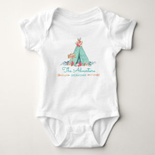 Boho Tribal TeePee Adventure Begins Baby Girl Bodysuit