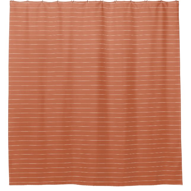 Boho Tribal Terracotta and White stripe Shower Curtain (Front)
