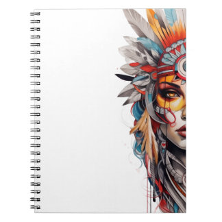 Boho Tribal Watercolor Woman Notebook 