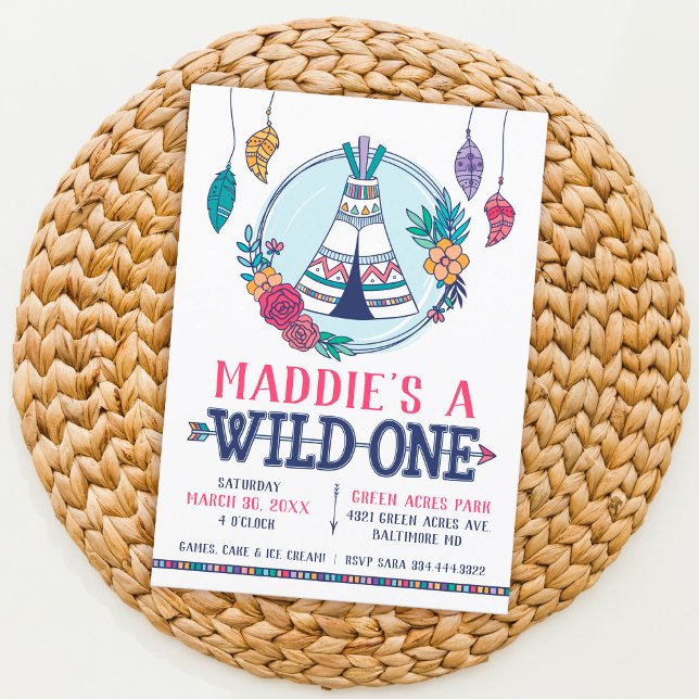 Boho Tribal Wild One First Birthday Invitation (Creator Uploaded)