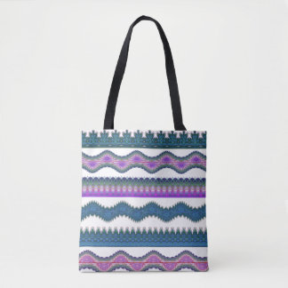 Boho Tribal Zigzag Pattern Tote Bag 