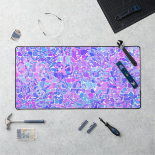 Boho Trippy Groovy Colourful Abstract Blob Mosaic Desk Mat