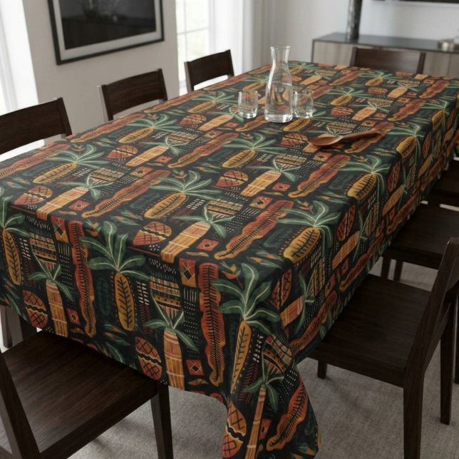 Boho Tropical African Mudcloth Pattern Tablecloth (Boho Tropical African Mudcloth Pattern Tablecloth)