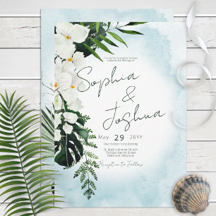 Boho Tropical Aqua Water Watercolor Wedding Invitation