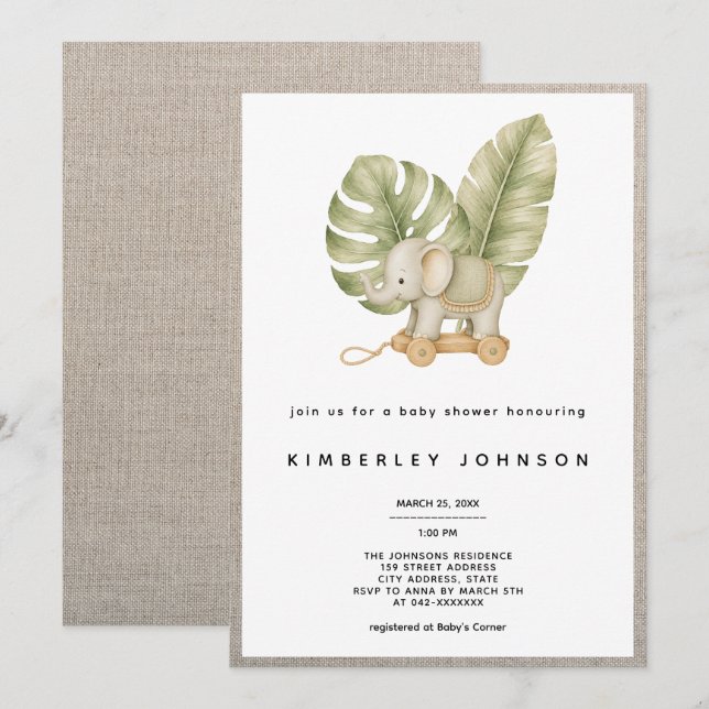 Boho Tropical Baby Shower Invitation (Front/Back)