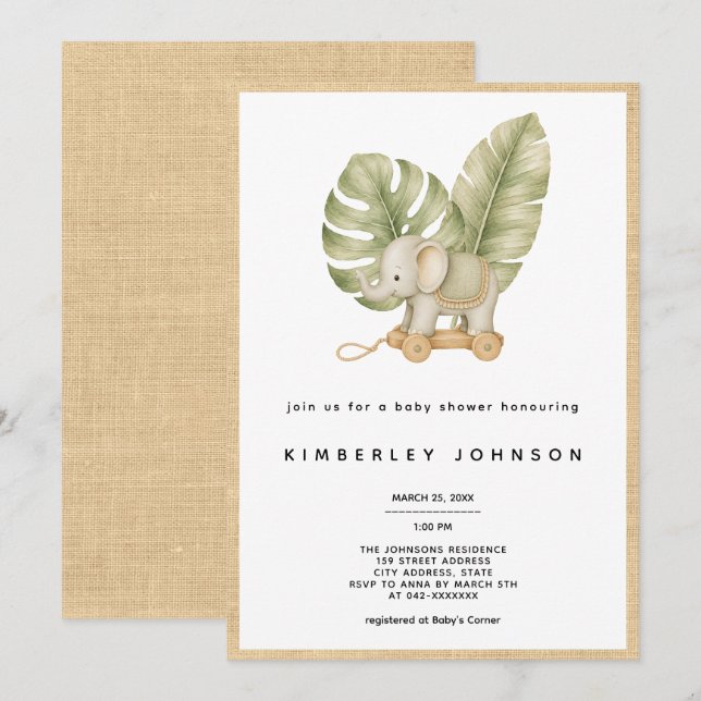 Boho Tropical Baby Shower Invitation (Front/Back)