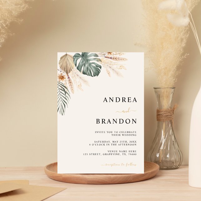 Boho Tropical Beach Destination Wedding All in One Invitation (Creator Uploaded)