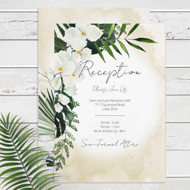 Boho Tropical Beach Watercolor Reception Wedding RSVP Card (Creator Uploaded)