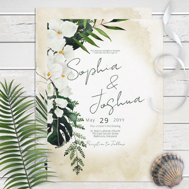 Boho Tropical Beach Watercolor Wedding Invitation (Creator Uploaded)