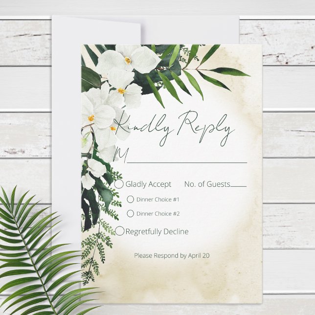 Boho Tropical Beach Watercolor Wedding RSVP Card (Creator Uploaded)
